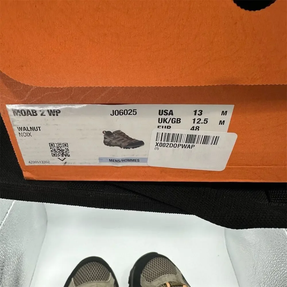 Merrell Moab 2 Waterproof (J06025) 'Walnut' Brown Hiking Shoes | Men's Size 13